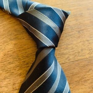 Dolce & Gabbana Blue & Gray Striped Silk Tie